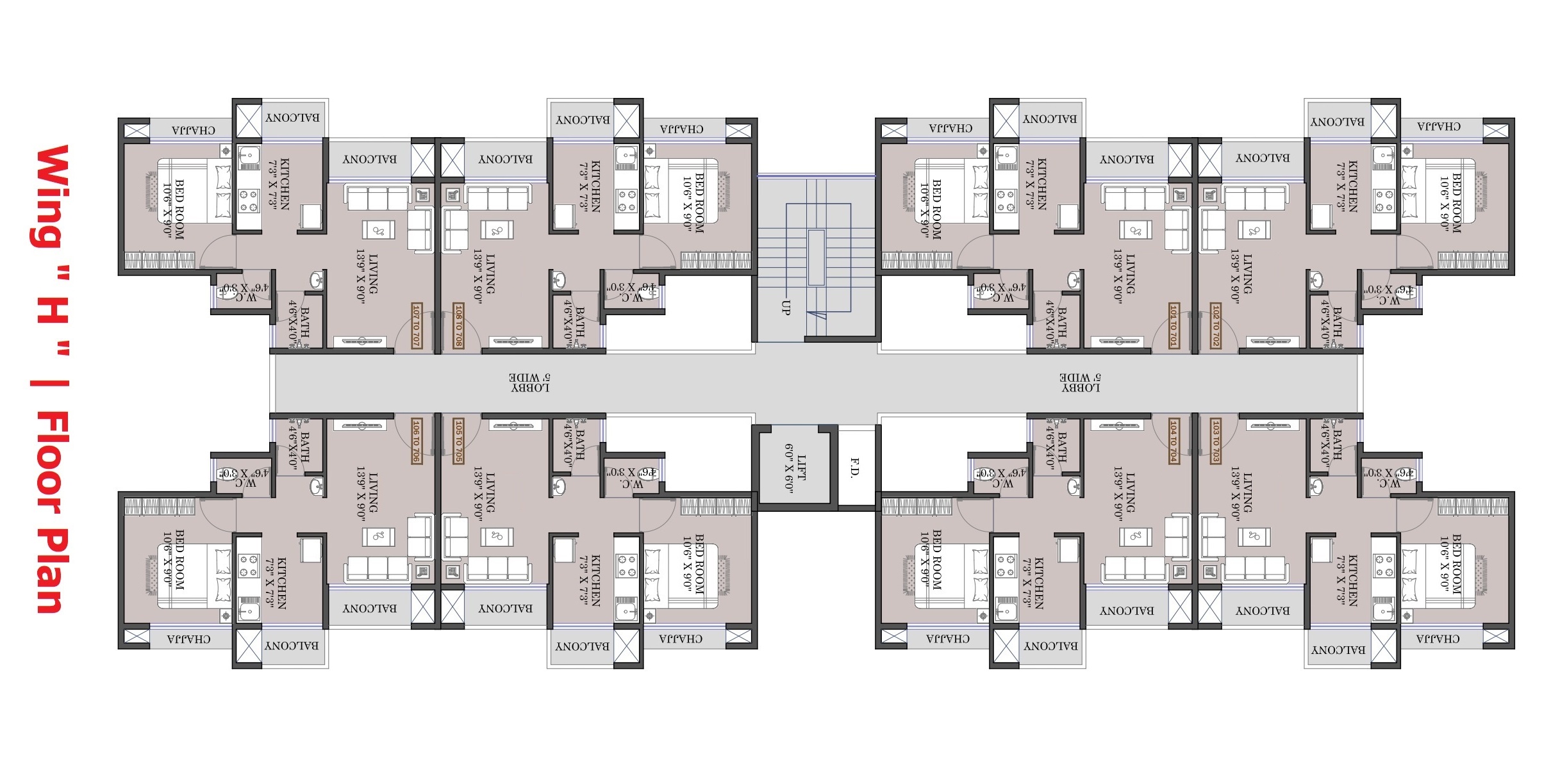 Wing H Floor Plan