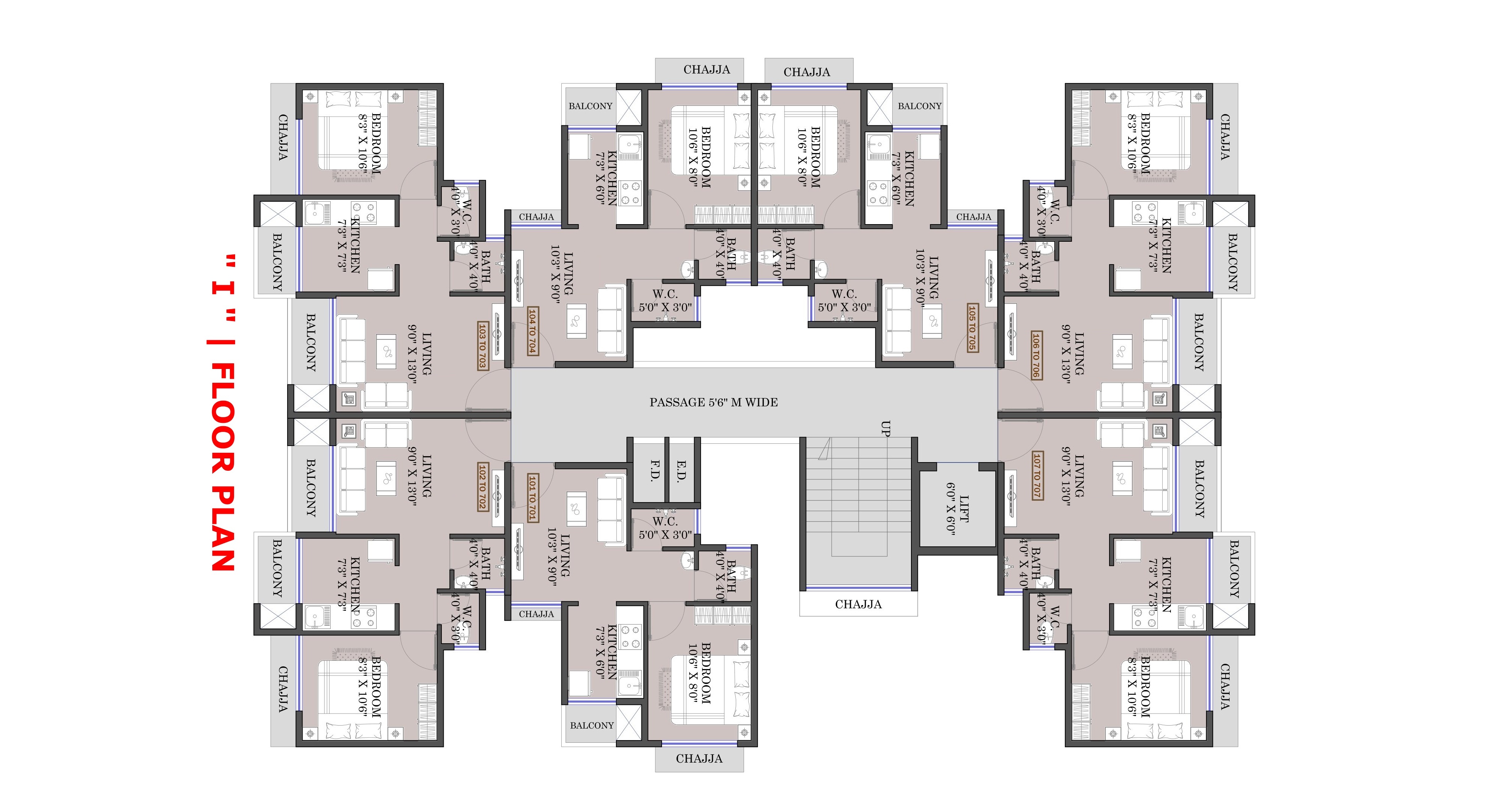 Wing I Floor Plan